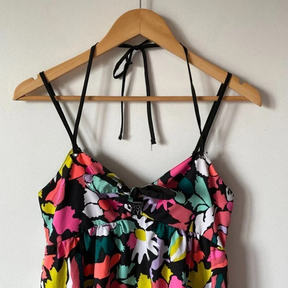Roxy Colourful Floral V Neck Mini Dress Sz S - Picture 2 of 6